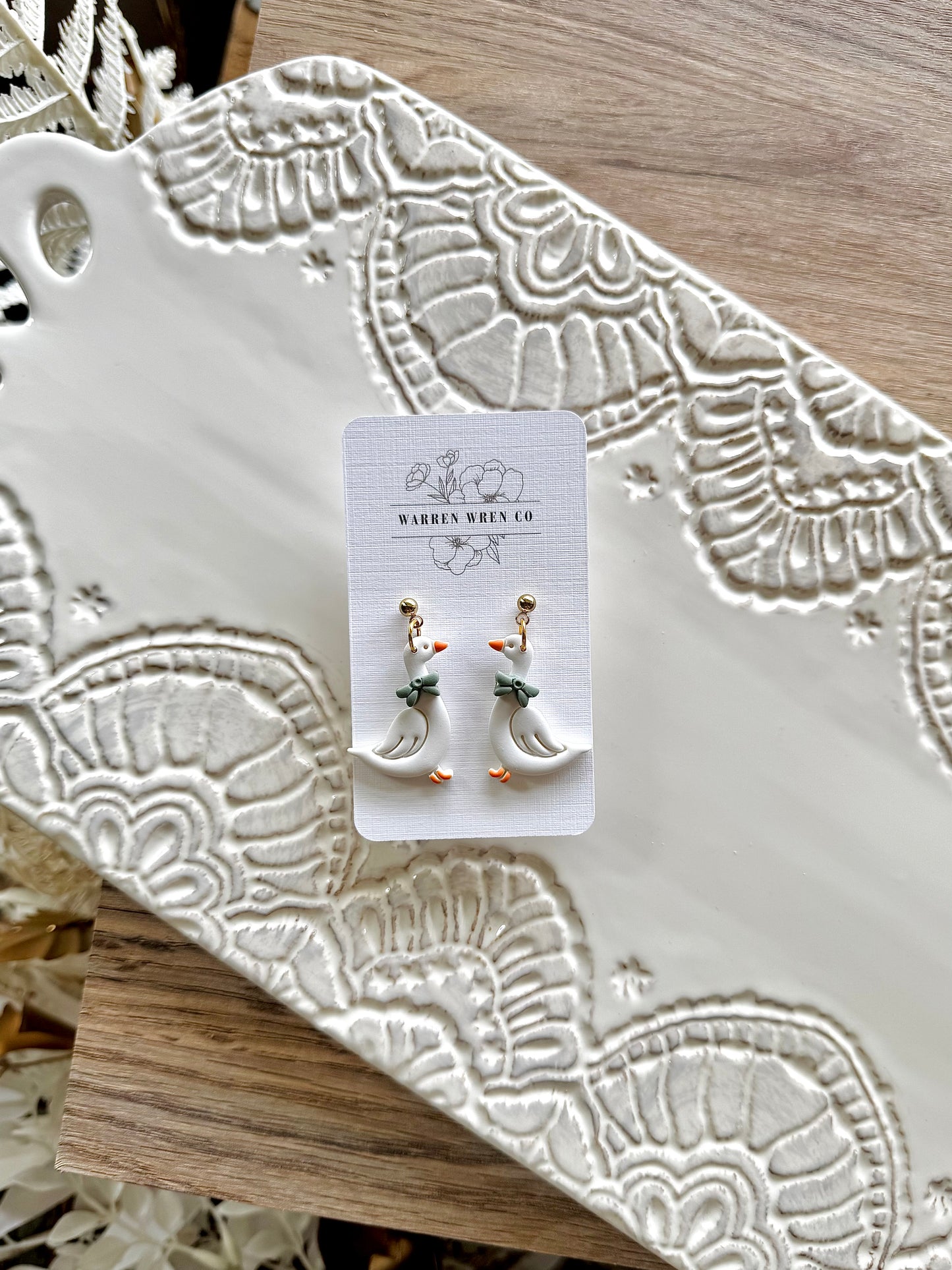 Mini geese dangle - green bow