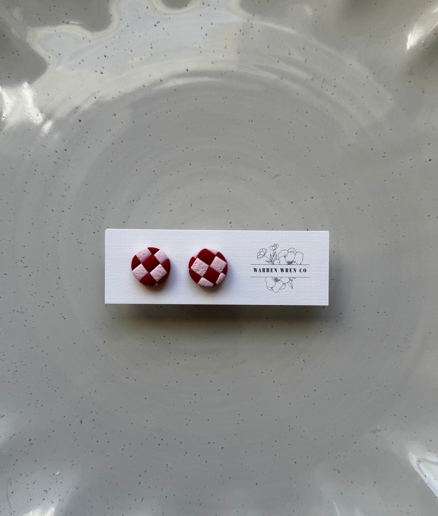 Red + Pink Checker Studs