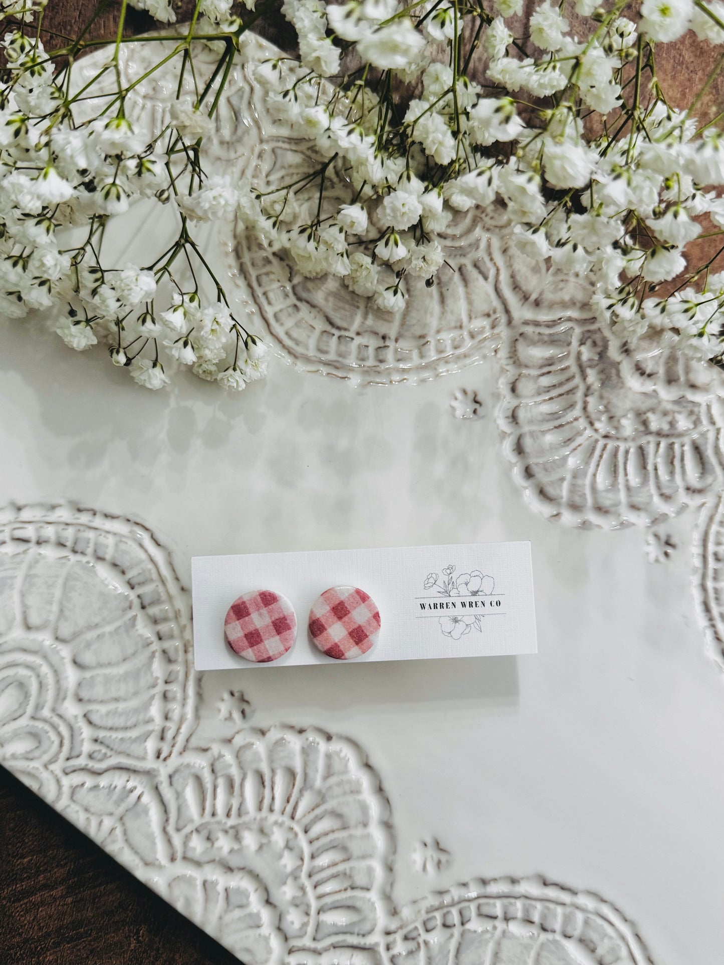 Red plaid studs