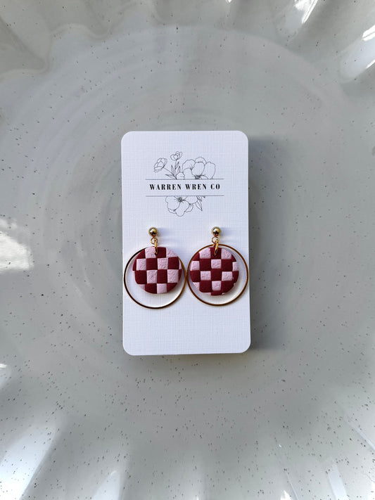 Red + Pink Checker Dangles