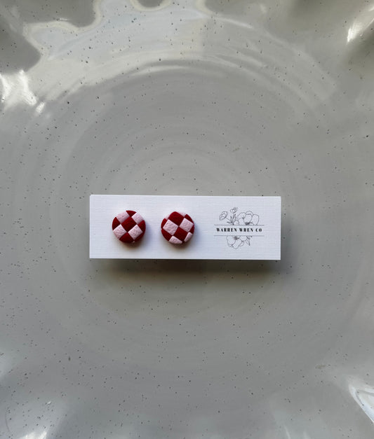 Red + Pink Checker Studs